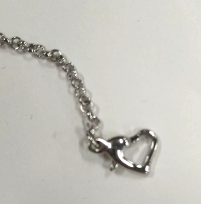 Christian Dior D Logo Rhinestone Heart Silver Tone Bracelet 7.9