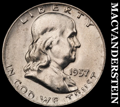 1957-D Franklin Half Dollar- Full Bell Lines- Uncirculated Luster #J1499