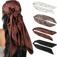 4PCS Head Scarf for Women 35  Head Scarves Silk Like Satin Neck Scarfs Square Ba