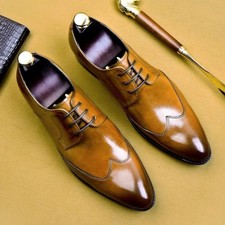 Handmade Oxford Dress Shoes Men Genuine Cow Leather Shoes Footwear Formal Shoes