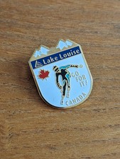 Vintage Lake Louise Canada Enamel Badge. Ski Skiing Resort Go For It! Pin.