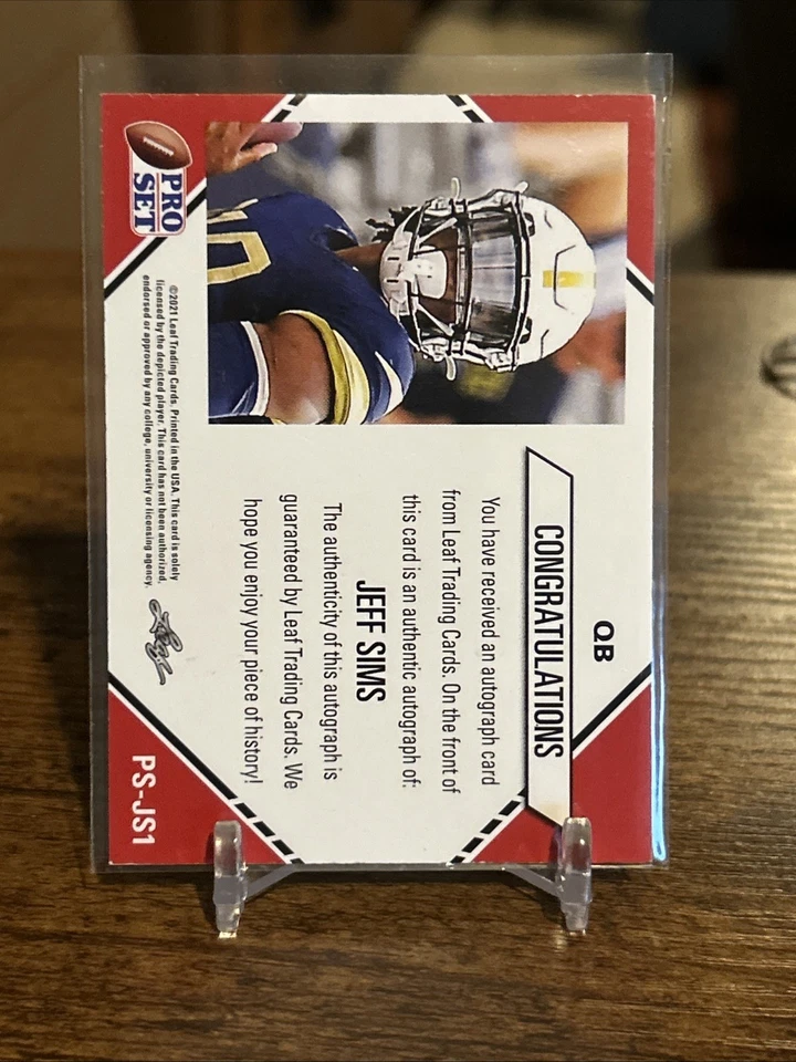 Jeff Sims 2021 Leaf Pro Set Rookie Auto PS-JS1 Georgia Tech Nebraska - Image 2 of 2