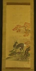 JAPANESE HANGING SCROLL ART Painting "Deer and Red leaves"Kano Morichika  #E9702