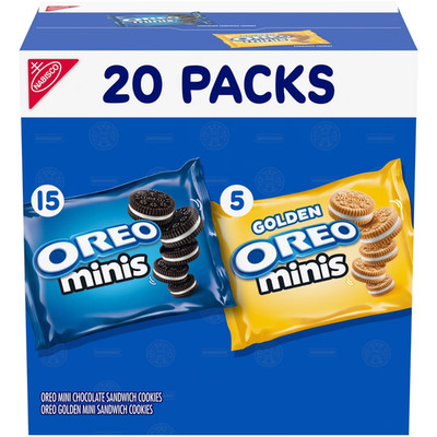 OREO Minis Sandwich Cookies Variety Pack, Original Creme and Golden OREO 20pack@