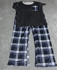 Ekouaer Pajamas Womens Large Blue Plaid Loungewear Cozy Stretch NEW