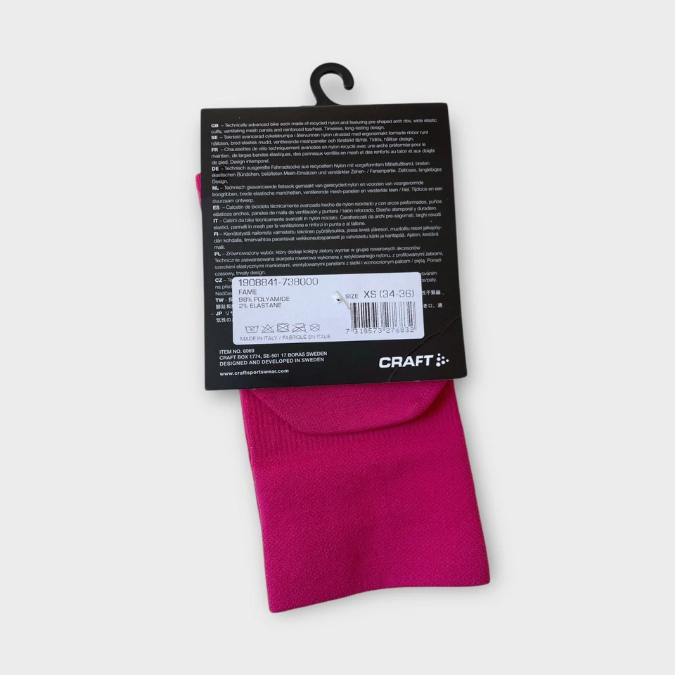 Велосипедные носки Craft Essence размер XS (EUR 34-38) розовые «Слава» (1908841-738000) - Изображение 2 из 2