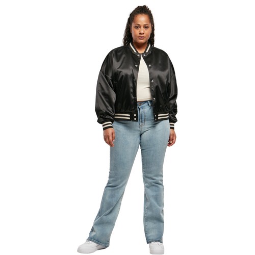 Urban Classics Ladies Short Oversized Satin College Jacket Varsity Jacket Women - Picture 12 of 22