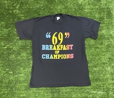 Vintage- Single Stitch- “69” Breakfast Of Champions Tshirt- Size XL  Made In USA