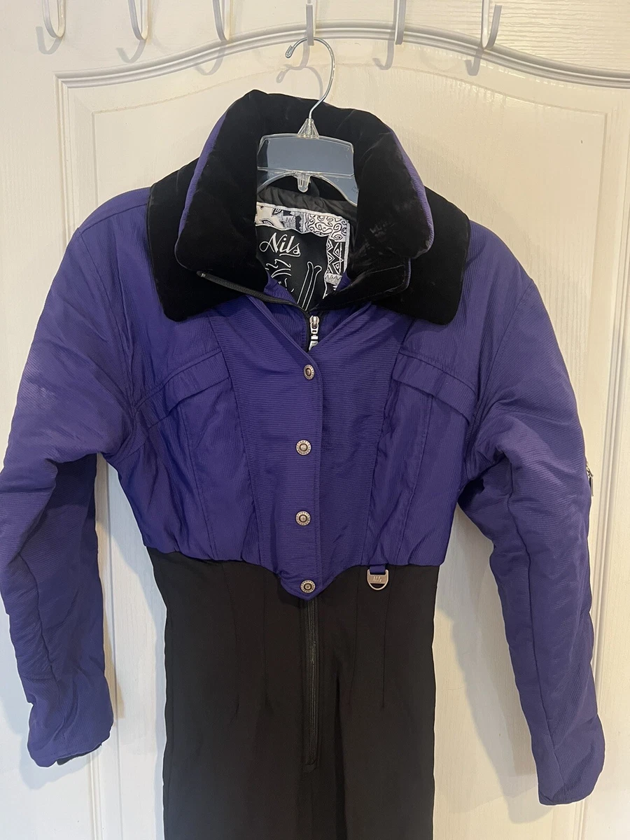 Nils Skiwear Womens Snowsuits purple & Black Color Block Stirrup Pants.  Size 8