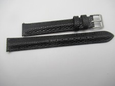 16MM Lizard Grain Long Black Calfskin Watch Band