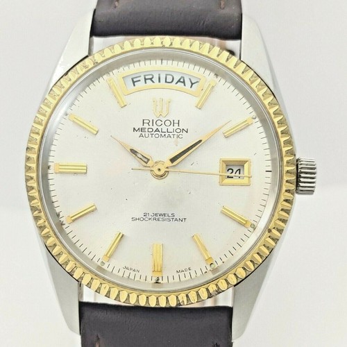 RICOH MEDALLION Automatic Day/Date 21J Japan Made 40Y Men's Steel Vintage  Watch | eBay