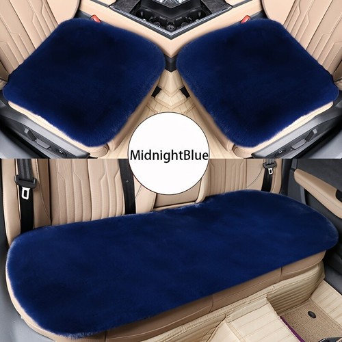Juego de 3 piezas de cojín de asiento de coche de piel de conejo de felpa de invierno lana engrosada - Imagen 7 de 31