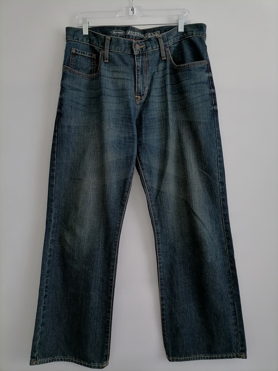 Old Navy Men's Dark Blue Straight Loose Ample Holgado Famous Jeans Size  33x30