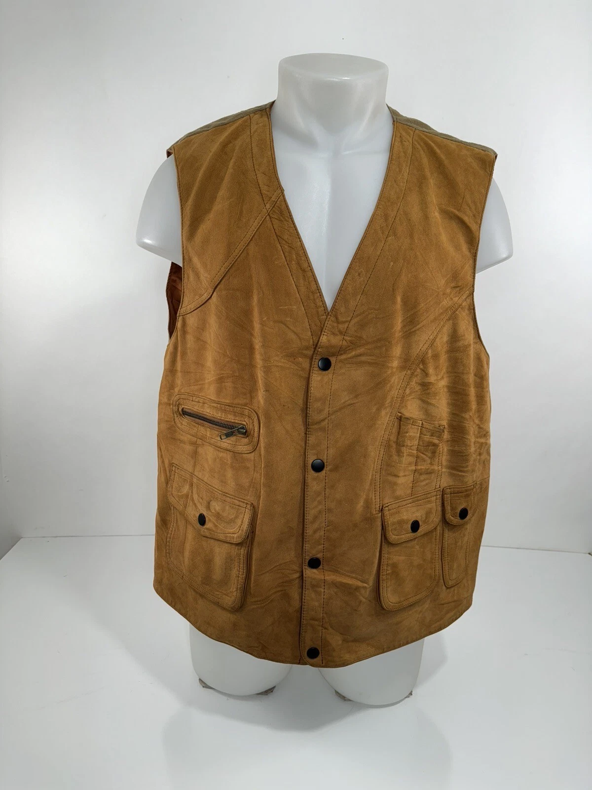 ORVIS - SUEDE LEATHER Mens L Utility Fishing Vest