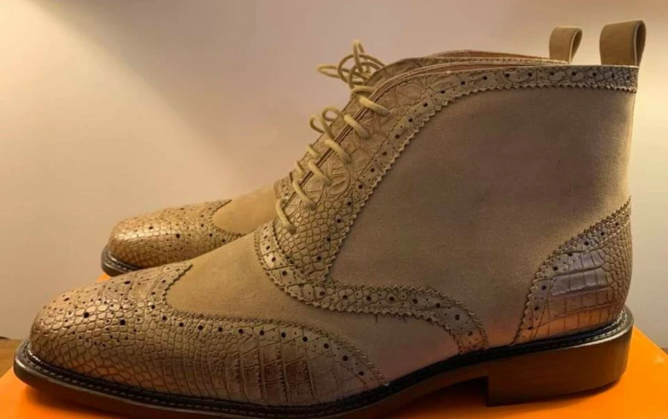 Мужская лодыжки платье ботинки животное печати серо-коричневый цвет на Antonio Cerrelli размер 10,5 - Изображение 3 из 4