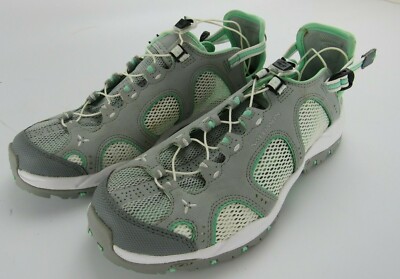 Salomon Womens Running Shoes 9 Pull Tie Grey Teal Sneakers