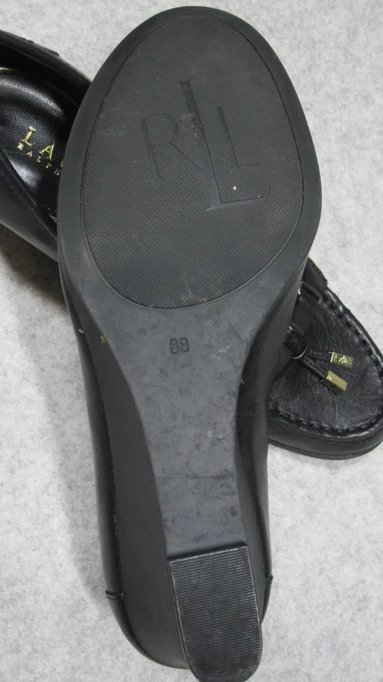 Sapato Feminino Ralph Lauren 8B Preto Rory Cunha Cavalo Bit Borla Slip-on Grunge - Imagem 4 de 4