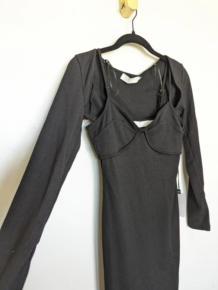 Astr The Label Dress Womens Small Black Bodycon Sleeeveless Shrug Club Y2K 90s - Image 3 of 4