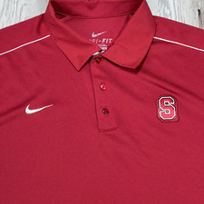 Nike Polo Shirt Men's XL Red Dri-Fit Short Sleeve Embroider Swoosh