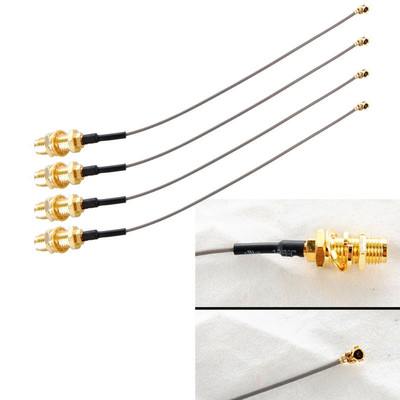 4x HQRP Connector Adapters SMA F Female to IPEX (UFL) for Wifi Wireless Antenna