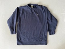 Nike Youth Sweatshirt Silver Tag Y2K Medium Navy Blue Swoosh Crewneck