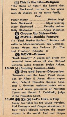 1956 TV LISTING~SONNY FOX~PUD FLANAGAN & GINGER MACMANUS~Let's