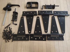 Shed door hardware Kit--For double barn doors 6" size hinge , L-handle, barrel b