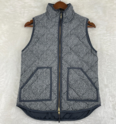 J Crew Down Vest Womens XS Gray Full Zip Insulated Quilted Puffer Sleeveless