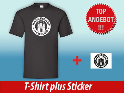 T-Shirt Hansestadt Hamburg  Kurzarm Farb-/Größenauswahl plus Sticker gratis