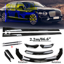 For Bentley Flying Spur Front Bumper Spoiler Side Skirt Strut Rods Glossy Black