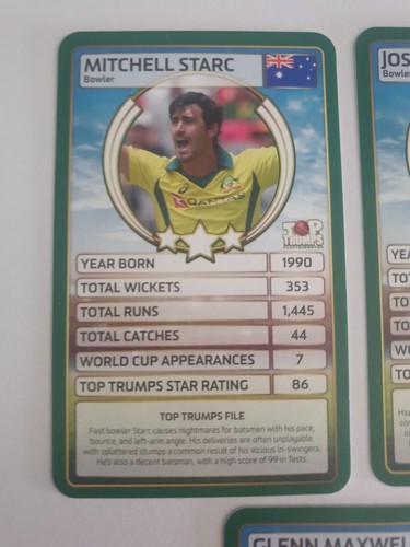 Mitchell Starc Josh Hazlewood Glenn Maxwell Australia cricket card Lot A Top Tru - Picture 2 of 7
