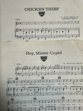 2 Acuff/Rose sheet Music BOUDLEAUX  FELICE BRYANT 1960/61