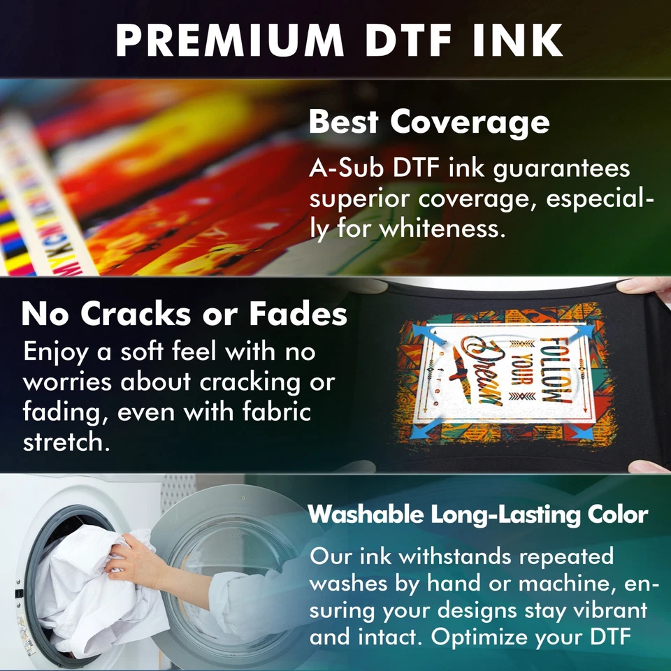 Lote Tinta A-SUB DTF para Epson ET-8550 L1800 L805 XP-15000 R1390 / Tinta Blanca 1000ML Foto 2 de 4