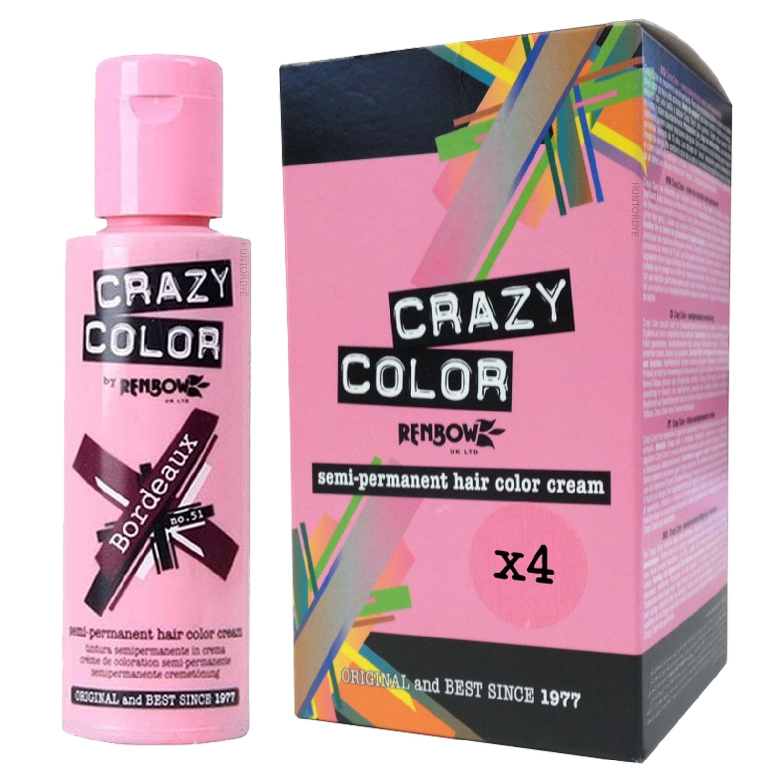 Renbow Crazy Color Semi Permanent Hair Dye - Bordeaux (4x 100ml)