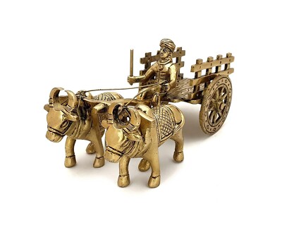 7.5 Inches Brass Bullock Cart Showpiece, Showpiece for Home