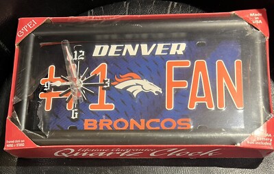 Denver Broncos NFL # 1 Fan Quartz License Plate Clock