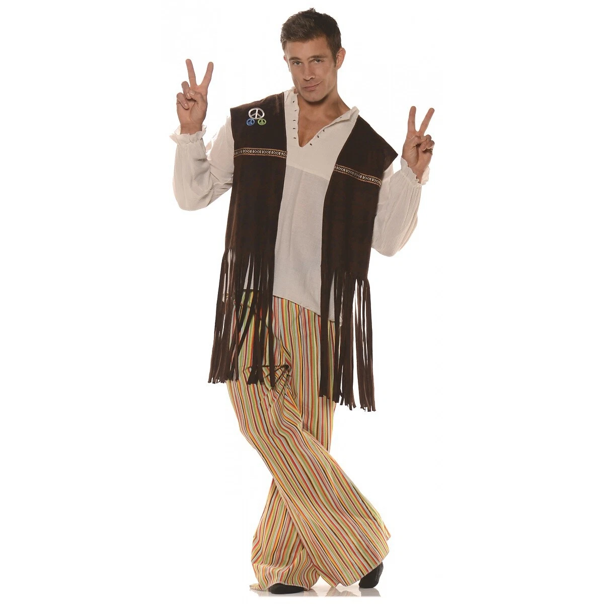 Gilet costume hippie adulte ann es 60 ann es 70 robe de fantaisie Halloween