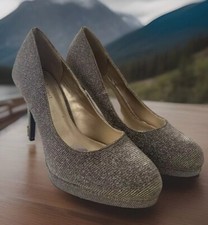 Fioni Night Women  s Silver Gold Sz 7 Stiletto Color Change Sparkle Pumps