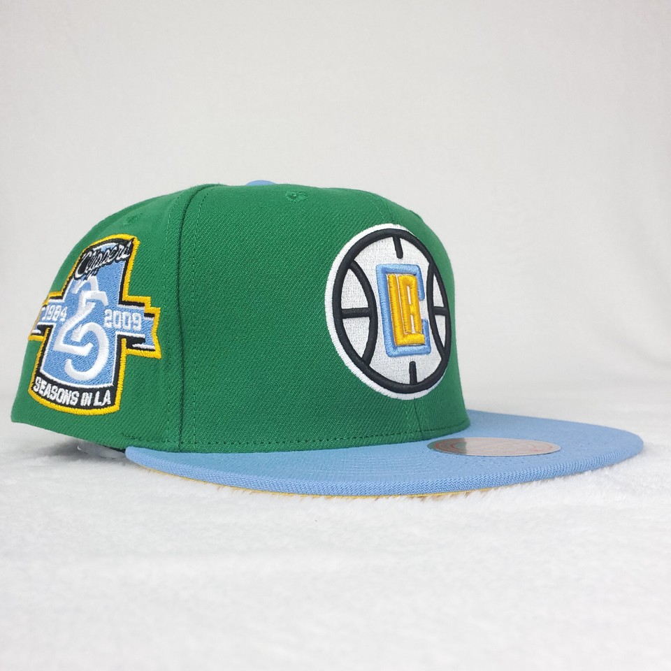 LA Clippers Mitchell & Ness NBA Snapback Hat Cap 3D Logo Green Blue NWT