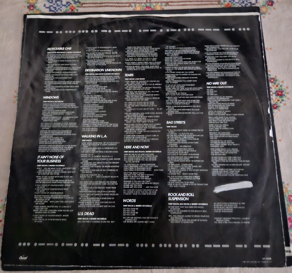 MISSING PERSONS Spring Session M Vinyl LP 1982 Capitol ST 12228 VG+ First Press - Image 4 of 4