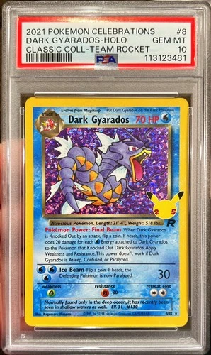 2021 Pokemon Celebrations Classic Dark Gyarados Holo Rocket 8/82 PSA 10 Gem Mint