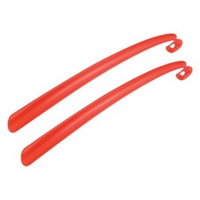17inch Shoe Horn, 2Pcs Plastic Curved Handle Shoe Helper, Red
