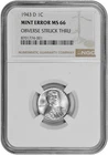 1943 D 1c Lincoln Steel Wheat Cent NGC Graded Mint Error MS 66 Nice White Coin