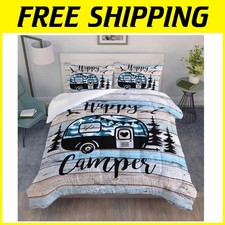 Happy Camping Decor Comforter Set for Kids, Teens - Full