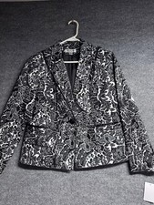 Coldwater Creek Black and White Floral Blazer Jacket
