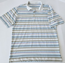 Nike Golf Dri-fit Polo Short Sleeve Shirt Size M White/Grey Multi color stripes