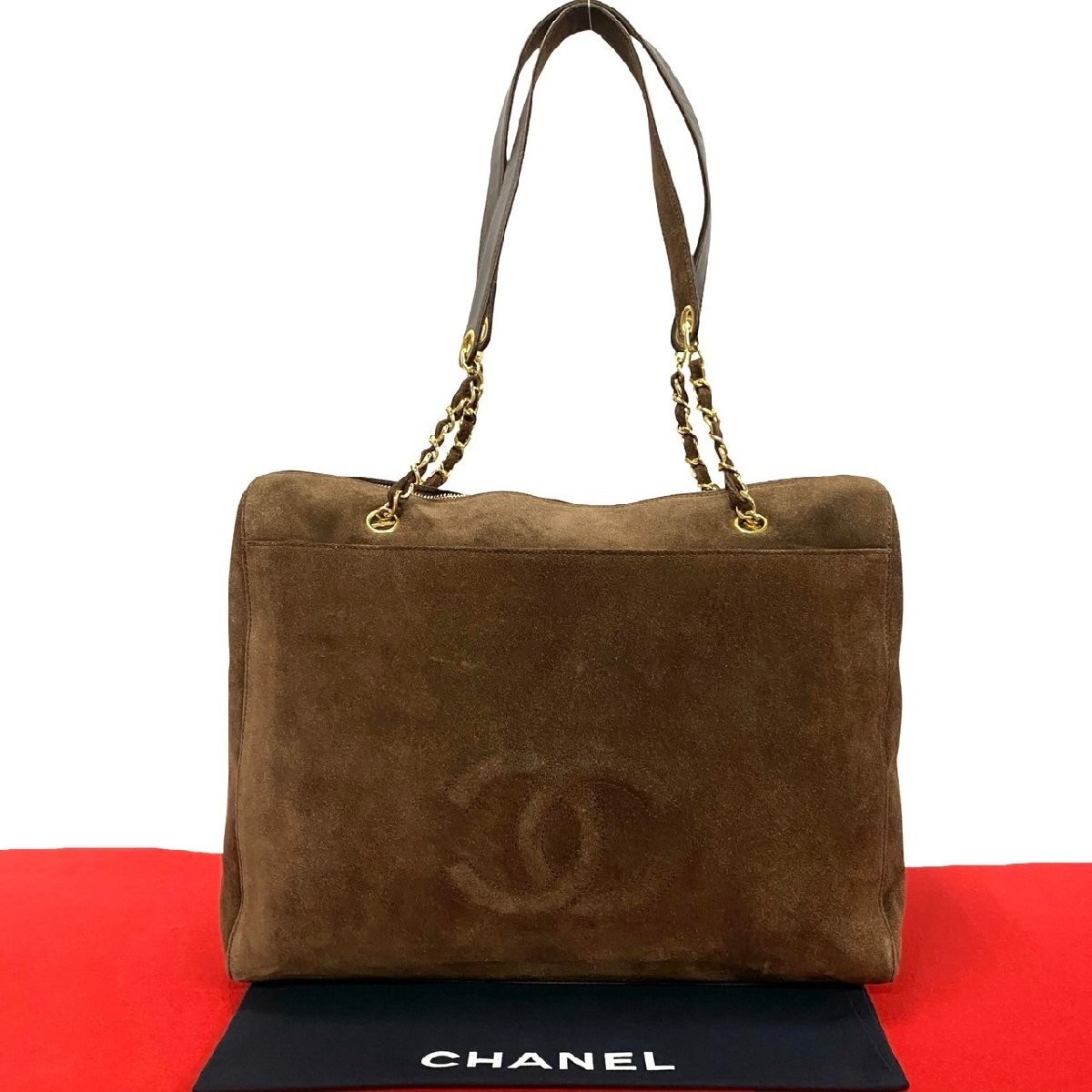 CHANEL Coco Mark Suede Leather Chain Tote 5th Series with Seal