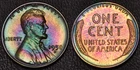 1958-D Lincoln Wheat Cent penny RAINBOW TONING and high luster (60-92)