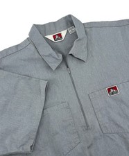 Ben Davis Men's XL Gray Cotton Poly Short Sleeve 1/4 Zip Work Shirt Pockets