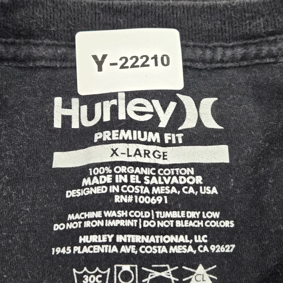 Camisa masculina Hurley XL preta logotipo geométrico estampa gráfica manga curta grunge Y2K - Imagem 2 de 4